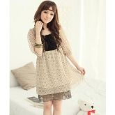 Grace Style Dots Printed Chiffon Dress
