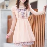 Fashion Style Slim Bowknot Dress Pink
